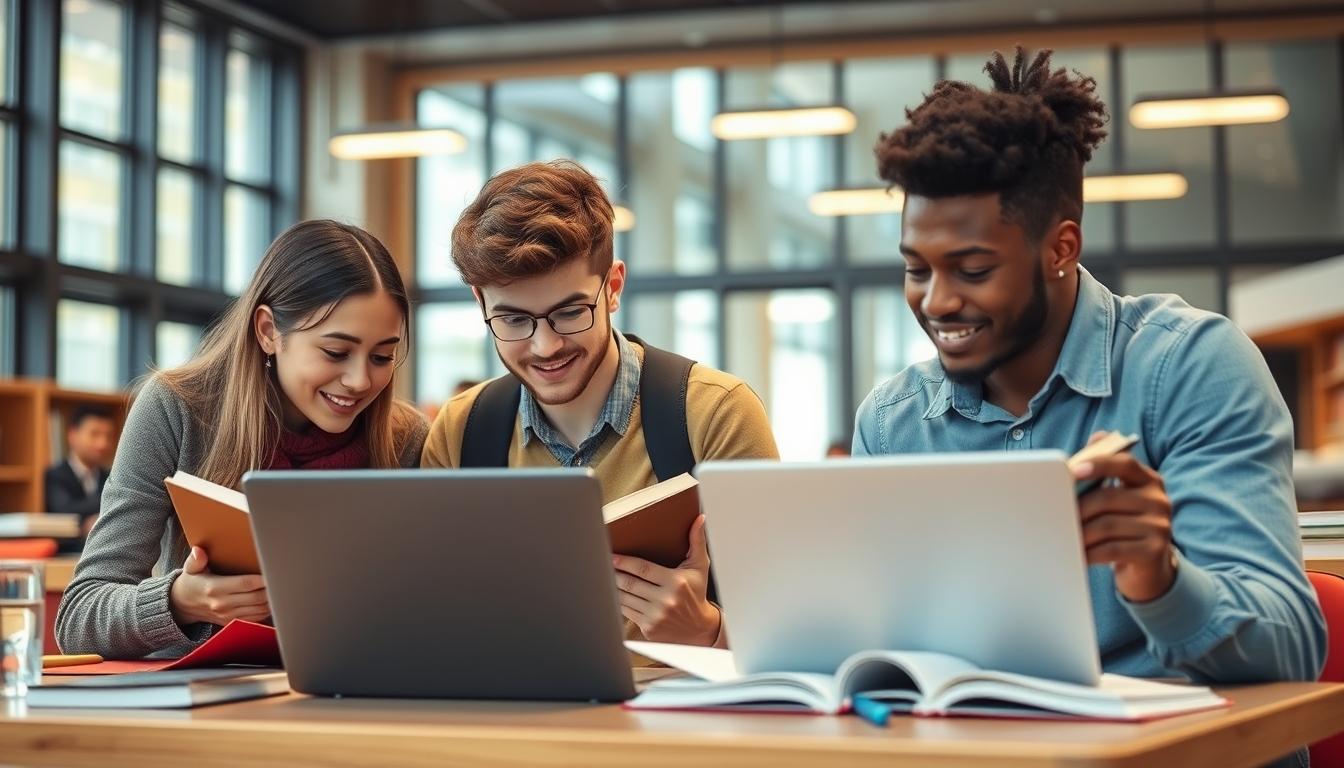 Student using learning strategies while studying